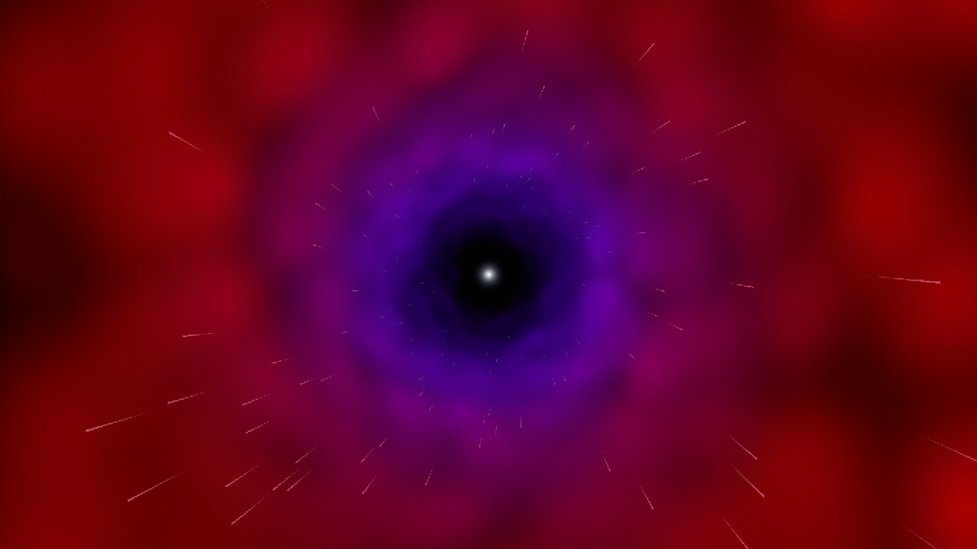 Cucina Stellata screenshot: a red and violet void around a bright point.